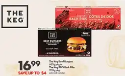 Longo's The Keg Beef Burgers 680g pkg or The Keg BBQ Back Ribs 700g pkg offer