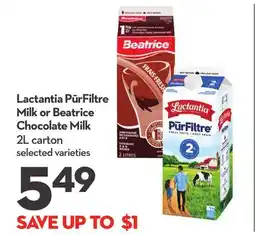 Longo's PūrFiltre Milk or Chocolate Milk offer
