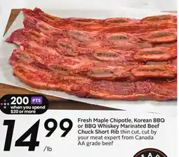 Sobeys Fresh Maple Chipotle, Korean BBQ or BBQ Whiskey Marinated Beef Chuck Short Rib offer