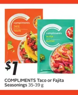 Sobeys COMPLIMENTS Taco or Fajita Seasonings offer