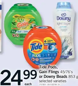 Fortinos TIDE PODS, GAIN FLINGS, 45/76'S OR DOWNY BEADS, 853 G offer