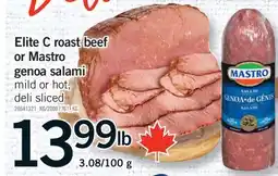Fortinos ELITE ROAST BEEF OR MASTRO OR MASTRO GENOA SALAMI, 3.08/100 g offer
