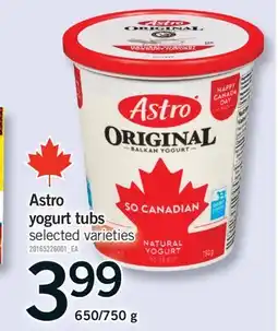 Fortinos ASTRO YOGURT TUBS, 650/750 G offer