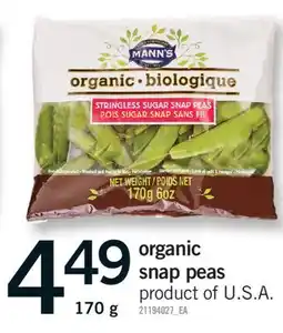 Fortinos ORGANIC SNAP PEAS, 170 G offer