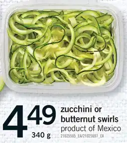Fortinos ZUCCHINI OR BUTTERNUT SWIRLS, 340 g offer