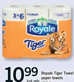 Fortinos ROYALE TIGER TOWEL PAPER TOWELS, 3=6 ROLLS offer