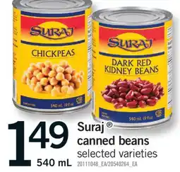 Fortinos SURAJ CANNED BEANS, 540 ML offer