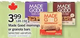 Fortinos MADE GOOD MORNINGS OR GRANOLA BARS, 120-150 G offer