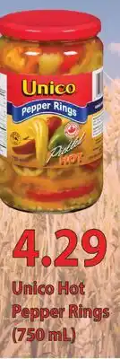 Fortinos UNICO HOT PEPPER RINGS (750 ML) offer