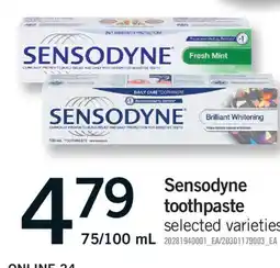 Fortinos SENSODYNE TOOTHPASTE, 75/100 ML offer