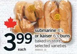 Fortinos SUBMARINE 4'S OR KAISER 6'S BUNS offer