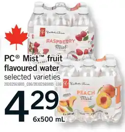 Fortinos PC MIST FRUIT FLAVOURED WATER, 6X500 ML offer