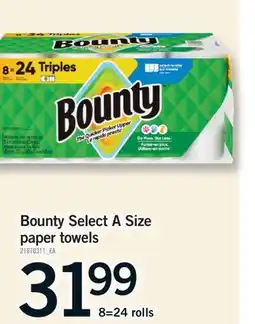 Fortinos BOUNTY SELECT A SIZE PAPER TOWELS, 8 = 24 ROLLS offer