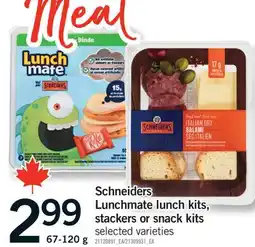 Fortinos SCHNEIDERS LUNCHMATE LUNCH KITS, STACKERS OR SNACK KITS, 67-120 G offer