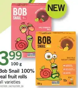 Fortinos BOB SNAIL 100% REAL FRUIT ROLLS, 100 G offer