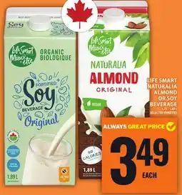 Food Basics LIFE SMART NATURALIA ALMOND OR SOY BEVERAGE offer