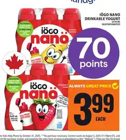 Food Basics IÖGO NANO DRINKABLE YOGURT offer