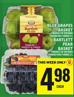 Food Basics BLUE GRAPES BASKET OR BARTLETT PEAR BASKET offer