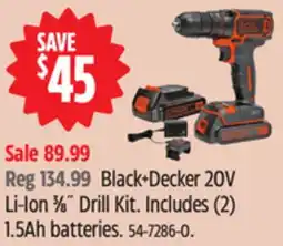 Canadian Tire Black+Decker 20V Li-Ion 3⁄8˝ Drill Kit offer