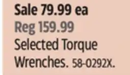 Canadian Tire Selected Torque Wrenches offer
