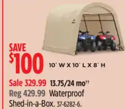 Canadian Tire Shelter Logic Waterproof Shed-in-a-Box offer