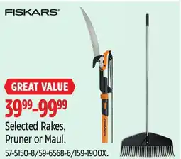 Canadian Tire Fiskars Selected Rakes, Pruner or Maul offer