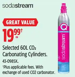Canadian Tire SodaStream Selected 60L CO2 Carbonating Cylinders offer