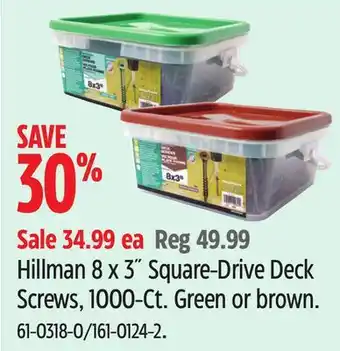Canadian Tire Hillman 8 x 3˝ Square-Drive Deck Screws, 1000-Ct offer
