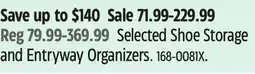 Canadian Tire Selected Shoe Storage and Entryway Organizers offer