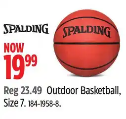 Canadian Tire Spalding Outdoor Basketball, Size 7 offer