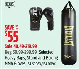 Canadian Tire Everlast Selected Heavy Bags, Stand and Boxing MMA Gloves offer