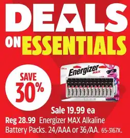 Canadian Tire Energizer Energizer MAX Alkaline Battery Packs offer
