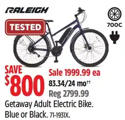 Canadian Tire Getaway Adult Electric Bike offer