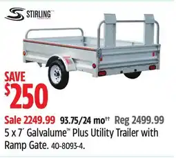 Canadian Tire Stirling 5 x 7´ Galvalume Plus Utility Trailer with Ramp Gate offer