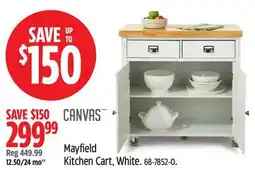 Canadian Tire Canvas Mayfield Kitchen Cart, White offer
