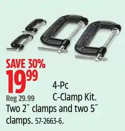 Canadian Tire Mastercraft Two 2˝ clamps and two 5˝ clamps offer