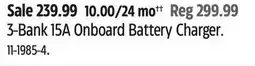Canadian Tire Nautilus 3-Bank 15A Onboard Battery Charger offer