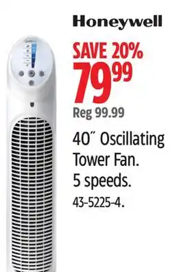 Canadian Tire Honeywell 40˝ Oscillating Tower Fan offer