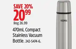 Canadian Tire 470mL Compact Stainless Vacuum Bottle offer