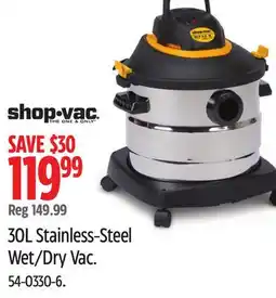 Canadian Tire Shop-Vac 30L Stainless-Steel Wet/Dry Vac offer