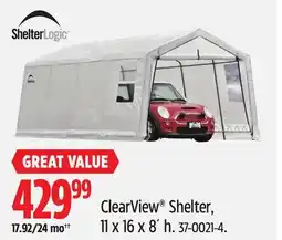 Canadian Tire ShelterLogic ClearView Shelter offer
