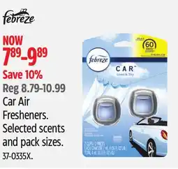 Canadian Tire Febreze Car Air Fresheners. Selected scents and pack sizes offer