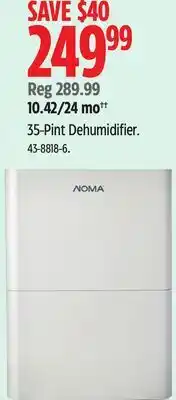 Canadian Tire NOMA 35-Pint Dehumidifier offer