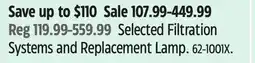 Canadian Tire Rainfresh Selected Filtration Systems and Replacement Lamp offer