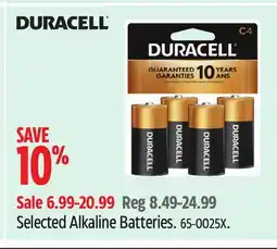Canadian Tire Duracell Selected Alkaline Batteries offer