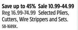 Canadian Tire Selected Pliers, Cutters, Wire Strippers and Sets offer