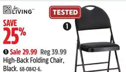 Canadian Tire For Living High-Back Folding Chair, Black offer