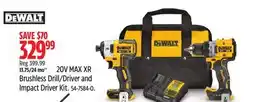 Canadian Tire Dewalt 20V MAX XR Brushless Drill/Driver and Impact Driver Kit offer
