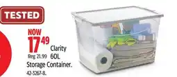 Canadian Tire type A Clarity 60L Storage Container offer