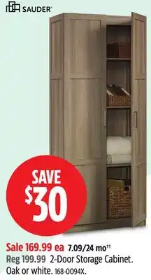 Canadian Tire Sauder 2-Door Storage Cabinet. Oak or white offer